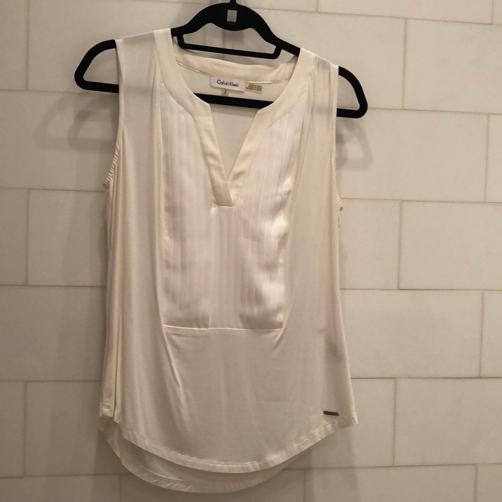 Calvin Klein White Sleeveless Blouse